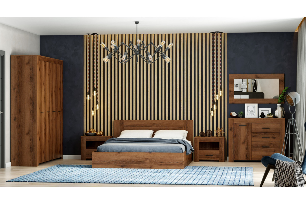 Модульная спальня Квадро - Дуб делано темный, АСТРИД-мебель (34)