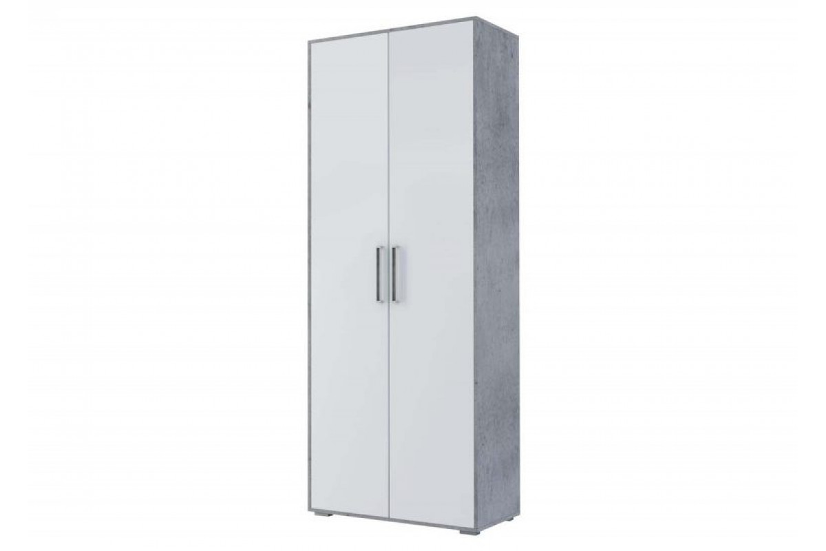 Шкаф двухстворчатый комбинированный Грей (цемент светлый/белый)