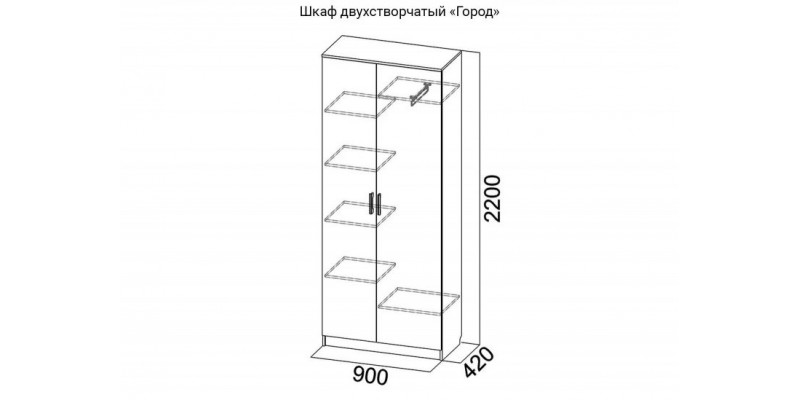 Шкаф двухстворчатый Город (ясень шимо темный/светлый)