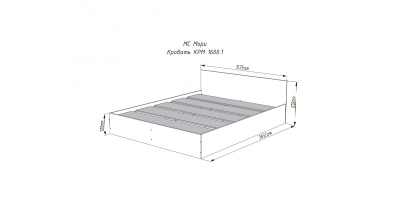 МС Мори Кровать КРМ 1600.1 (МП) Графит