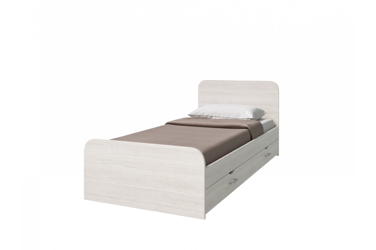 Кровать с ящиками ГКЯ Глория 900х2000 (ясень анкор белый)