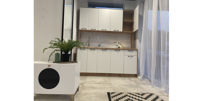 Кухня Хелмер 1,8 метра, Белое Дерево, столешница 38 мм