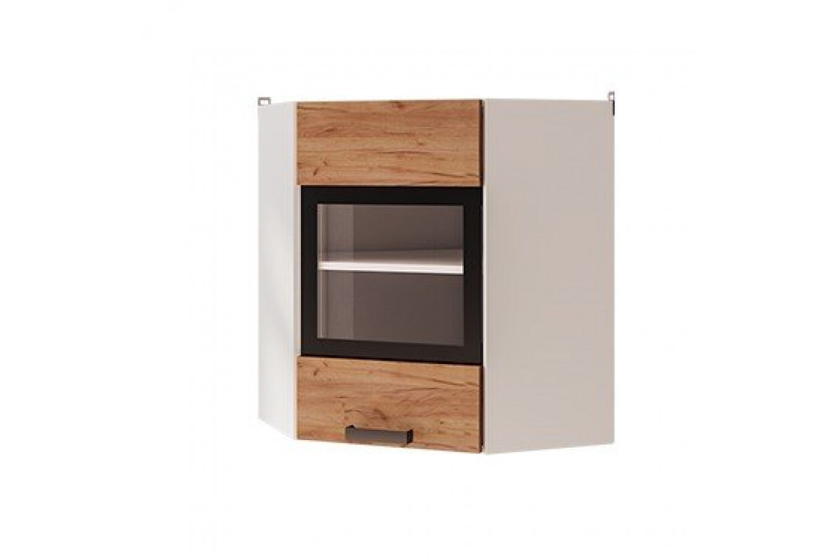 6ув2 - Шкаф настенный угловой со стеклом (600*720*600)