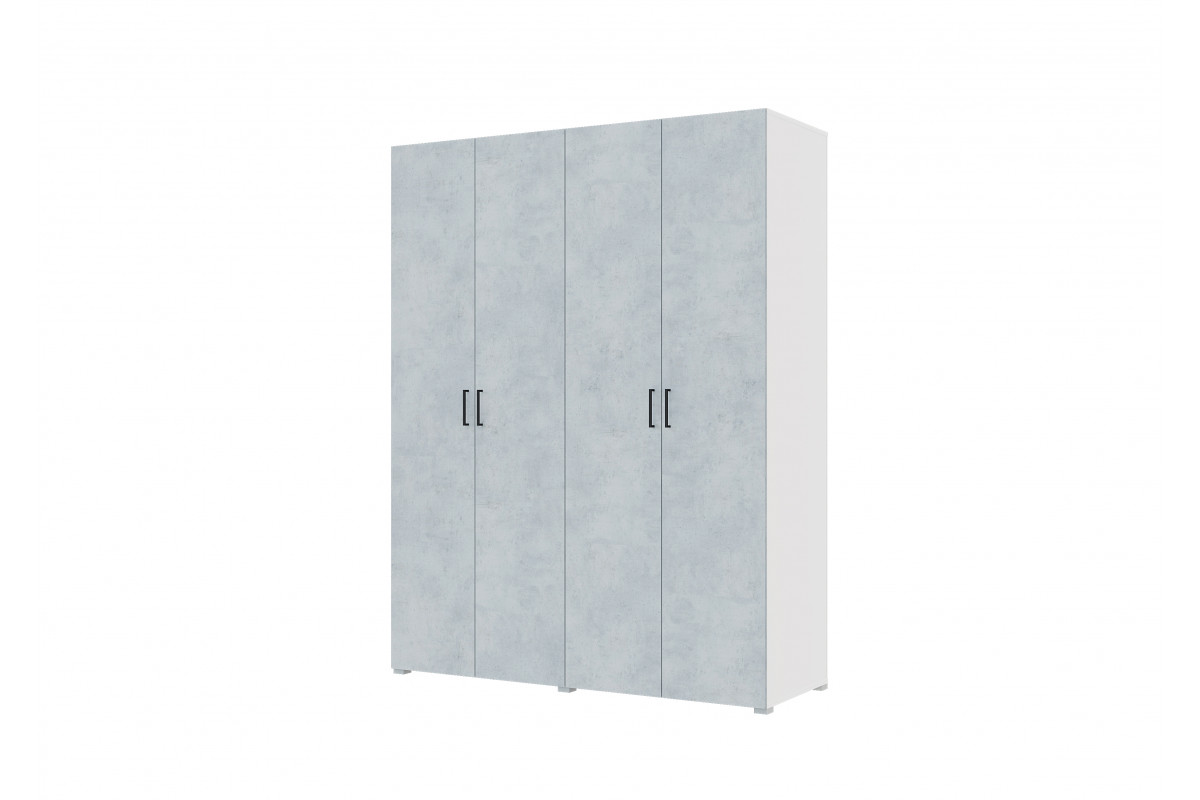 Шкаф 4-х дверный 160 см "NEW" Наполнение № 1 - белый + бетон
