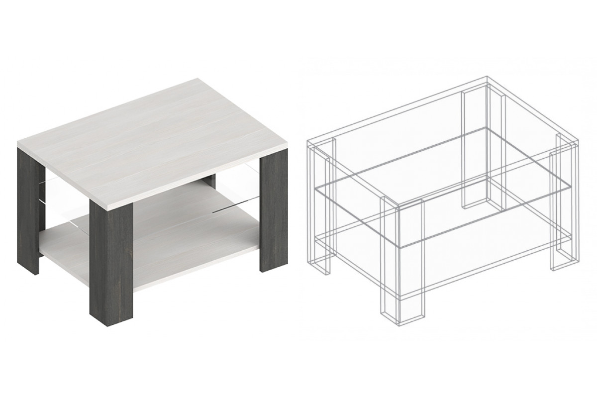 Стол журнальный «Велес-3» 720х500х450 (рич блэк/бодега светлая)