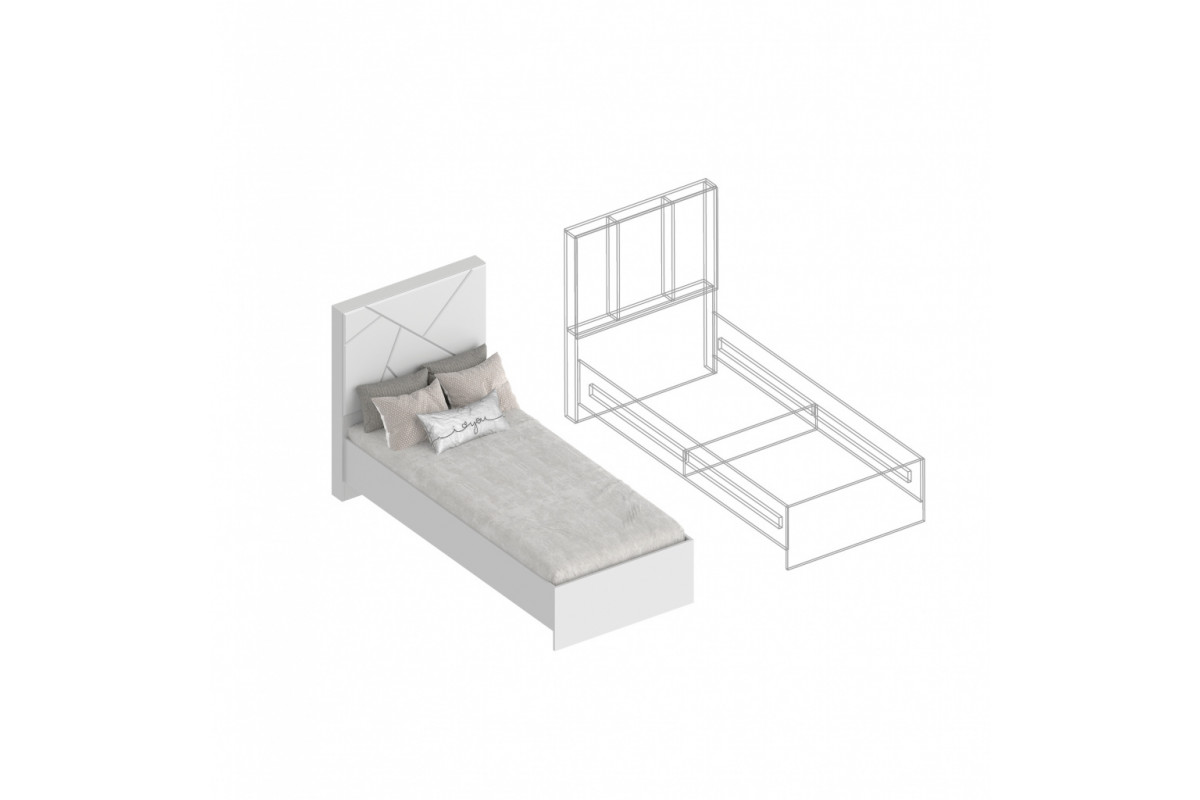 Кровать «Сандра» 0,9 (белый лофт)