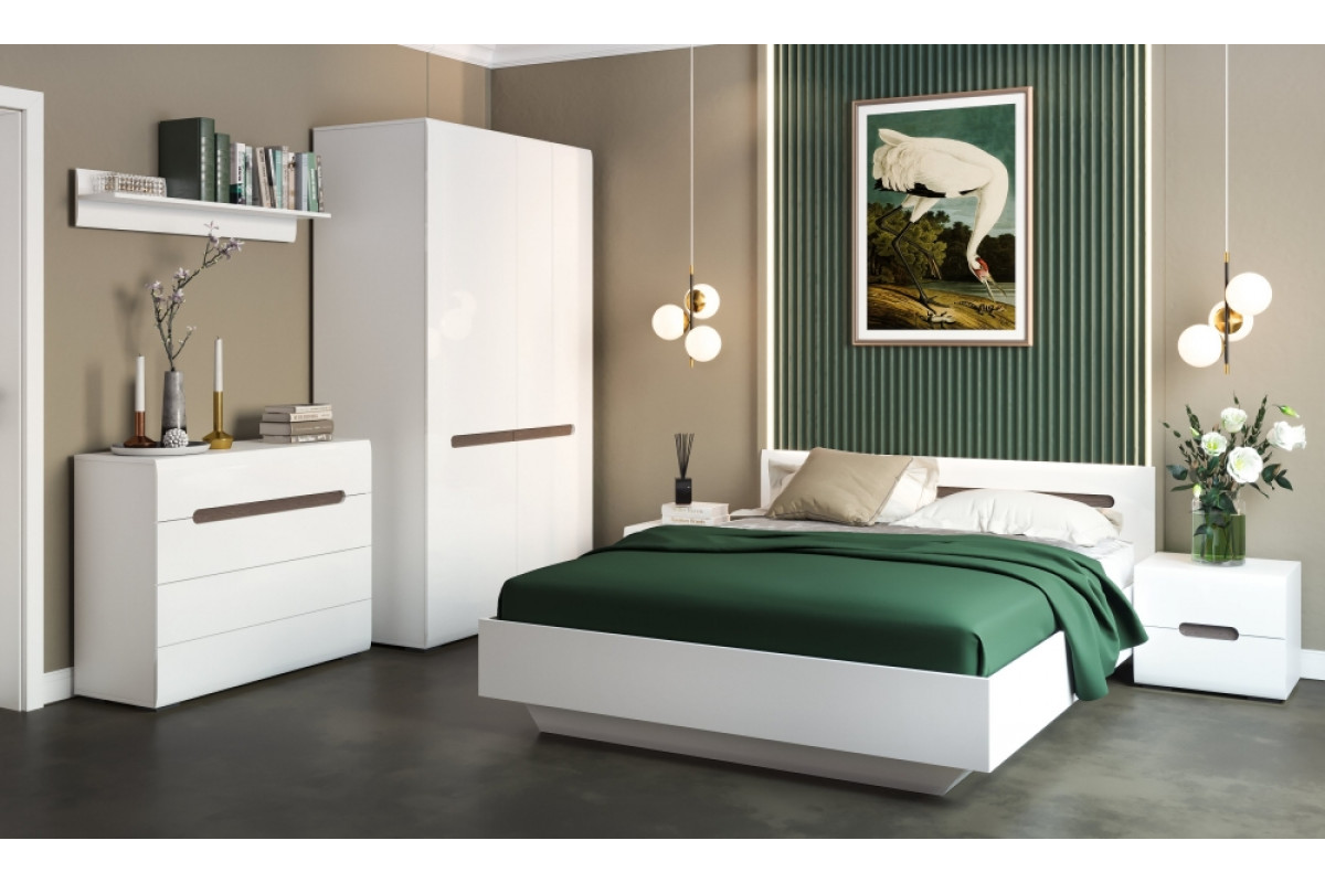 Модульная спальня Амбра №2 (белый/белый глянец)