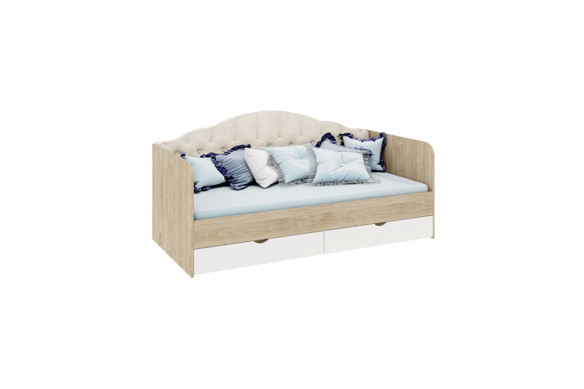 Кровать с ящиками Оливер без мягкой спинки (дуб сонома/белый)