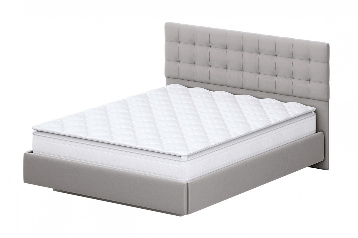 Кровать двойная №2 универсальная 1,6х2,0 (белый/серый ткань/квадро серый ткань)