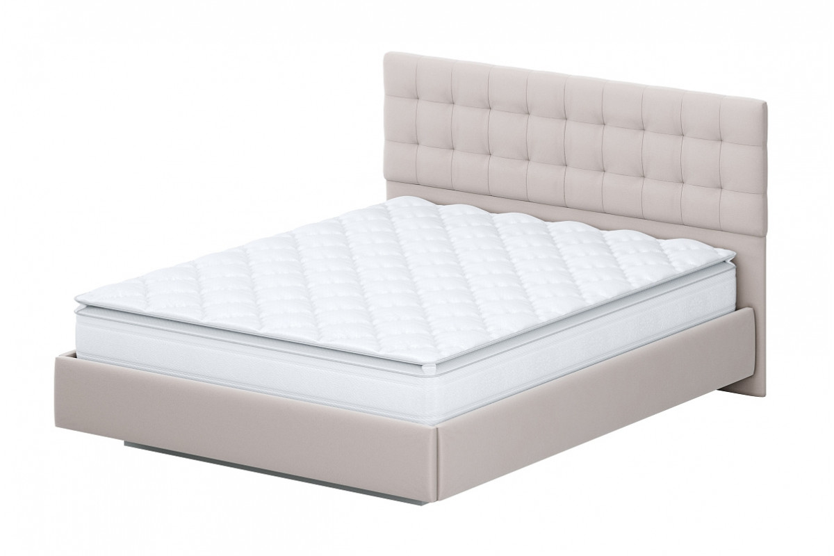 Кровать двойная №2 универсальная 1,6х2,0 (белый/бежевый ткань/квадро бежевый ткань)