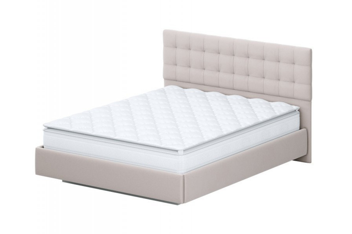 Кровать двойная №2 универсальная 1,4х2,0 (белый/бежевый ткань/квадро бежевый ткань)