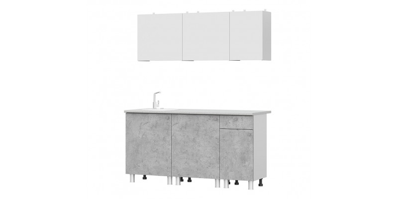 Кухонный гарнитур КГ-1(1600) (белый/цемент светлый)