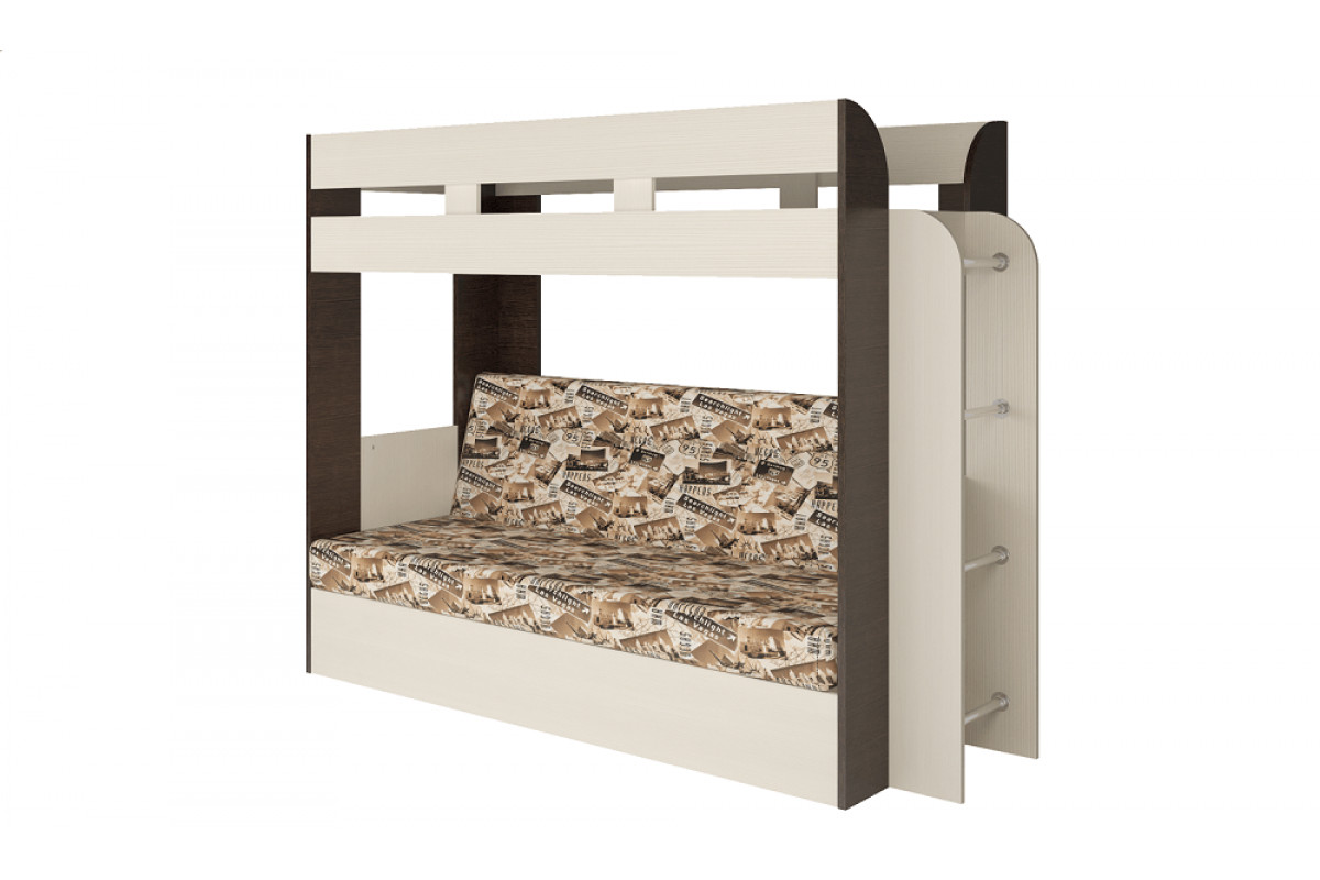 Кровать двухъярусная карамель 75 с диваном - Венге (2)