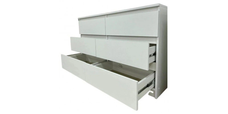 Комод с 6 ящиками 1200х400х770 (белый лофт)